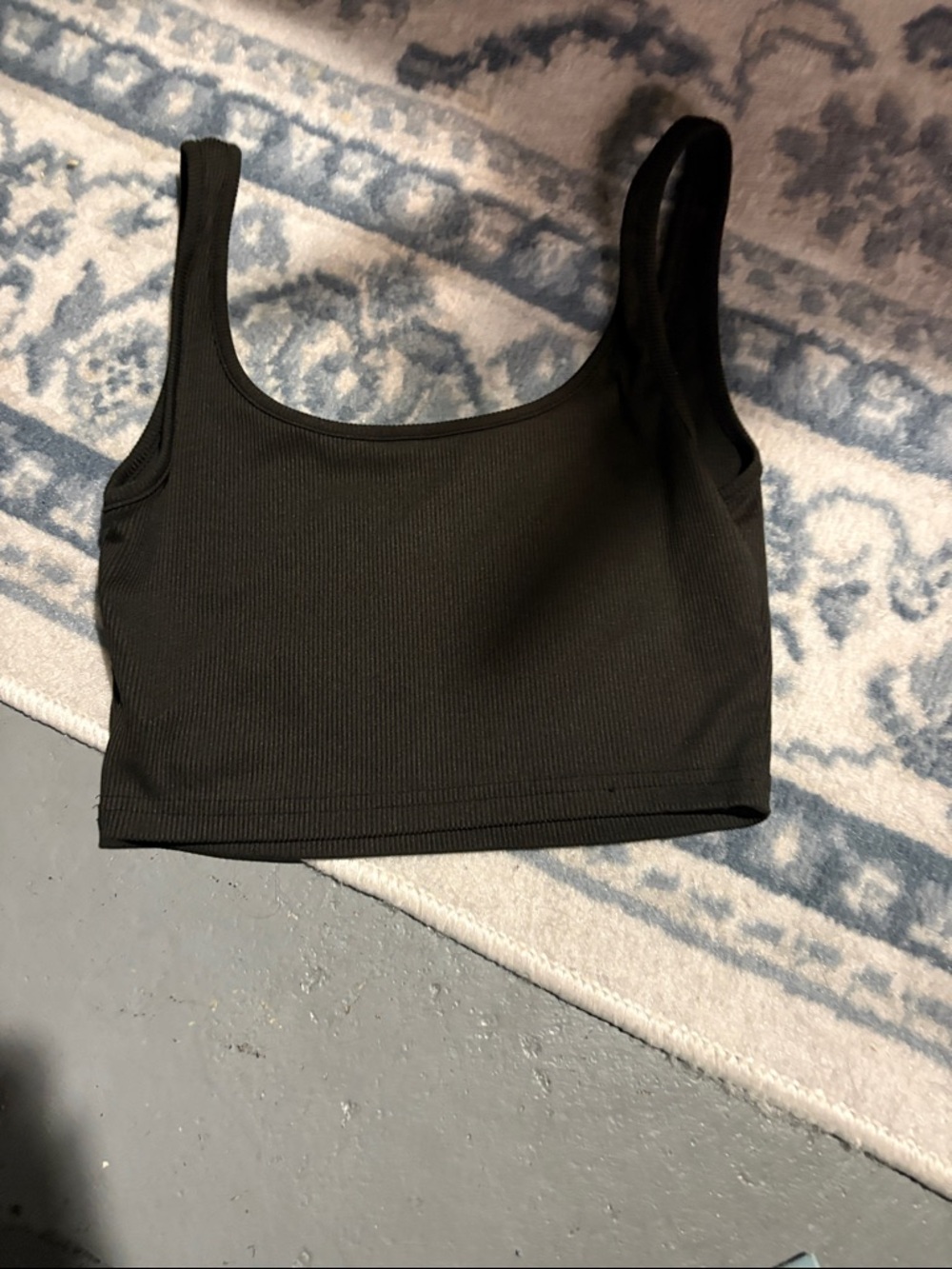 SHEIN Black Ribbed Square Neck Crop Top